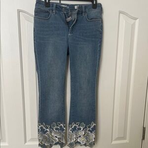 Anthropologie Bootcut Jeans with Floral Embroidery